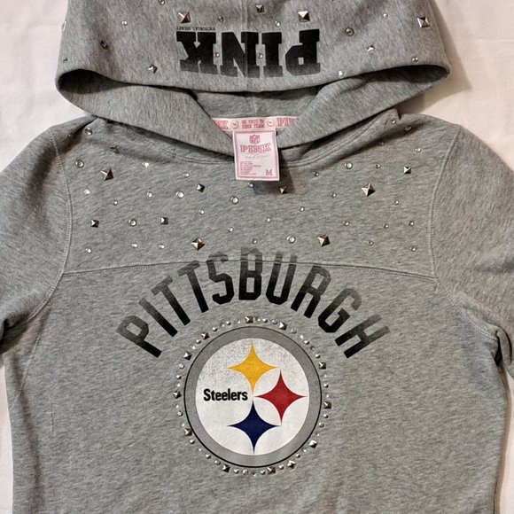 Steelers Victoria's Secret PINK Pullover Hoodie Gray (M) Watt Boswell Friermuth - Picture 5 of 5